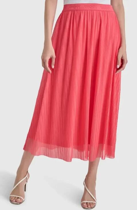 Dkny Dresses & Skirts - Dkny Plissé Midi Skirt in Beach Coral Size XL 3421